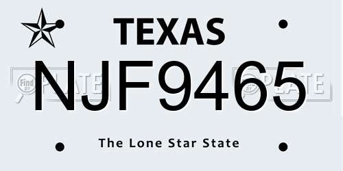 NJF9465 Texas License Plate