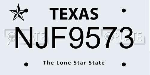 NJF9573 Texas License Plate