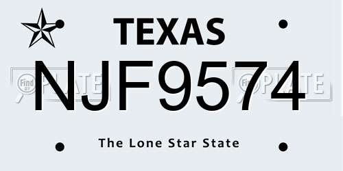 NJF9574 Texas License Plate