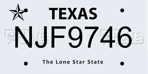 NJF9746 Texas License Plate