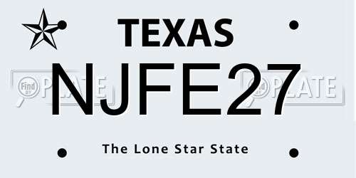 NJFE27 Texas License Plate