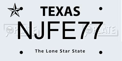 NJFE77 Texas License Plate