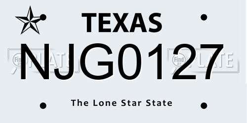 NJG0127 Texas License Plate