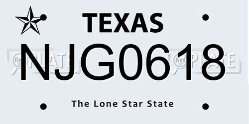 NJG0618 Texas License Plate
