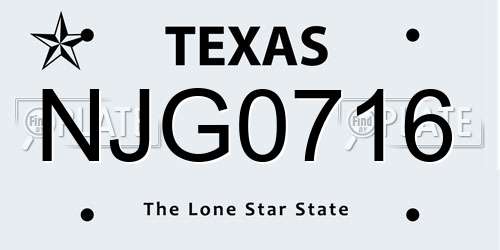NJG0716 Texas License Plate