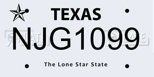 NJG1099 Texas License Plate