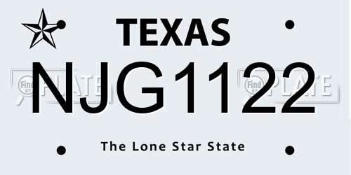 NJG1122 Texas License Plate