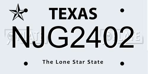 NJG2402 Texas License Plate