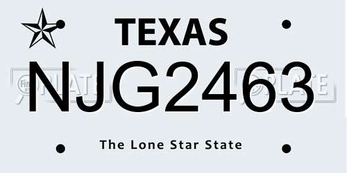 NJG2463 Texas License Plate