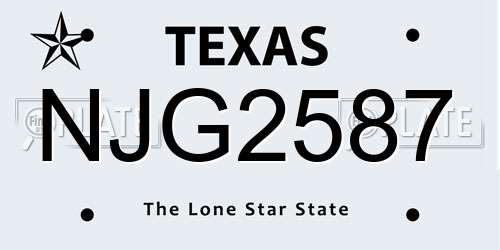 NJG2587 Texas License Plate