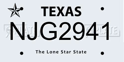 NJG2941 Texas License Plate