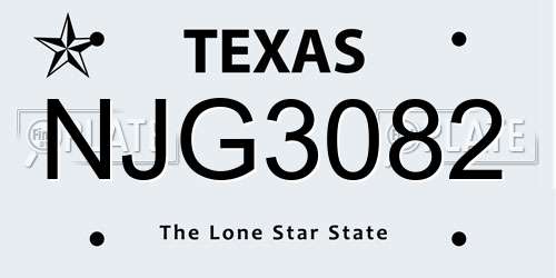NJG3082 Texas License Plate