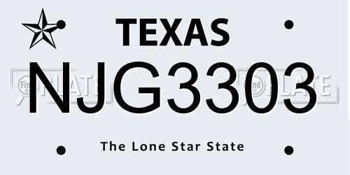 NJG3303 Texas License Plate