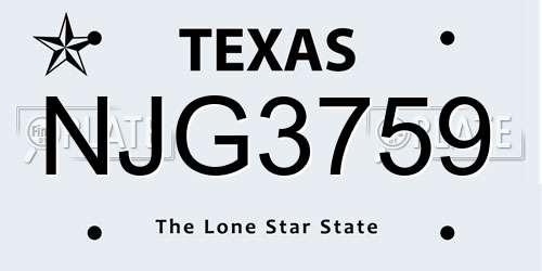 NJG3759 Texas License Plate
