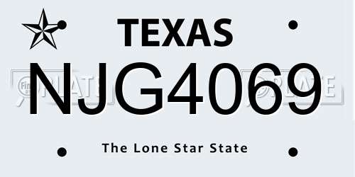 NJG4069 Texas License Plate