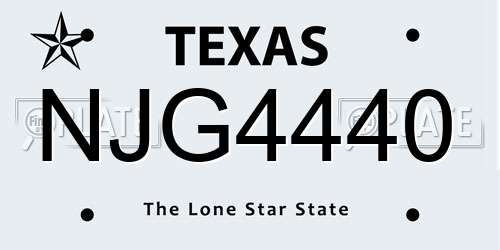NJG4440 Texas License Plate
