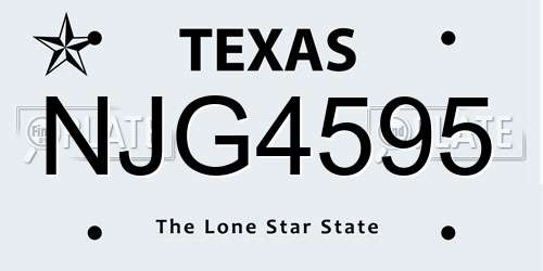 NJG4595 Texas License Plate