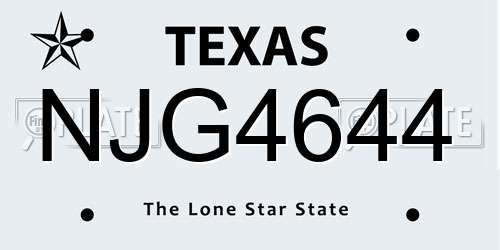 NJG4644 Texas License Plate