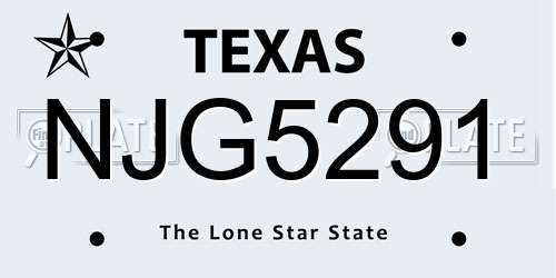 NJG5291 Texas License Plate