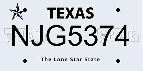 NJG5374 Texas License Plate
