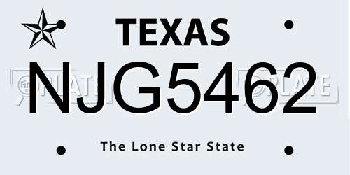 NJG5462 Texas License Plate