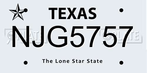 NJG5757 Texas License Plate