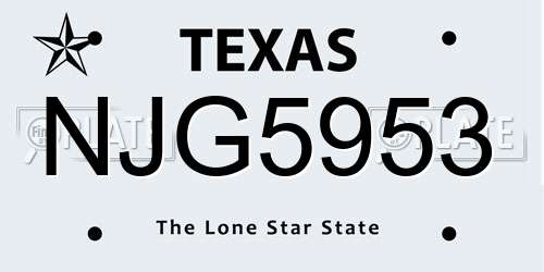 NJG5953 Texas License Plate