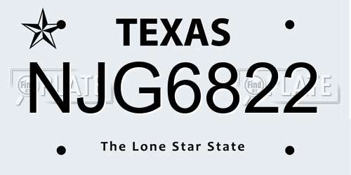 NJG6822 Texas License Plate