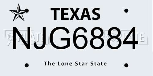 NJG6884 Texas License Plate