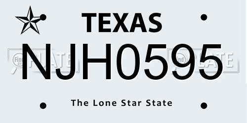 NJH0595 Texas License Plate