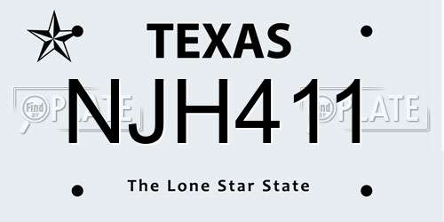 NJH411 Texas License Plate