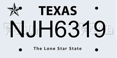 NJH6319 Texas License Plate