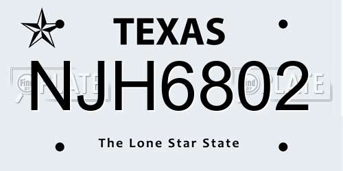 NJH6802 Texas License Plate