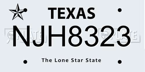 NJH8323 Texas License Plate