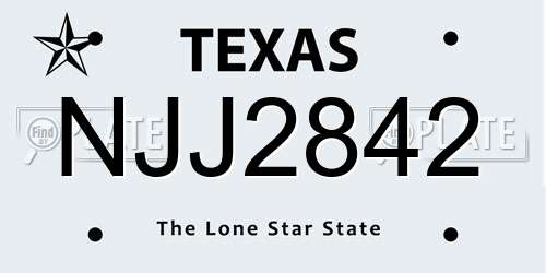 NJJ2842 Texas License Plate