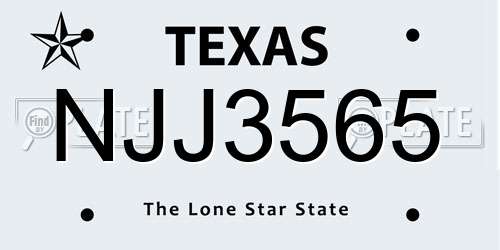 NJJ3565 Texas License Plate