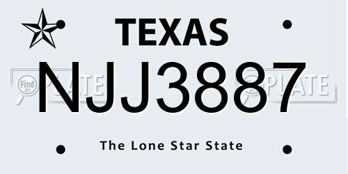 NJJ3887 Texas License Plate