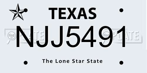 NJJ5491 Texas License Plate