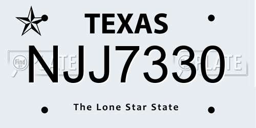 NJJ7330 Texas License Plate