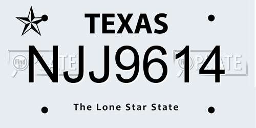 NJJ9614 Texas License Plate