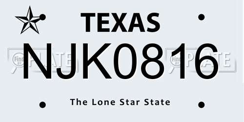 NJK0816 Texas License Plate