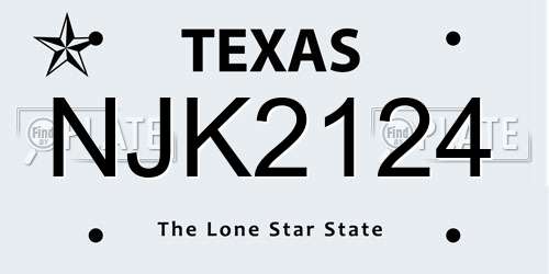 NJK2124 Texas License Plate