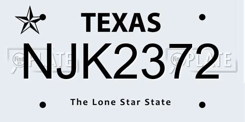 NJK2372 Texas License Plate