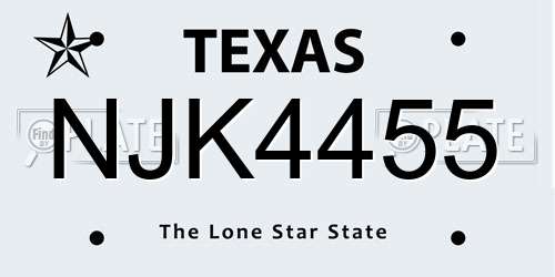 NJK4455 Texas License Plate