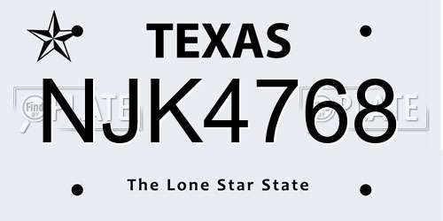 NJK4768 Texas License Plate