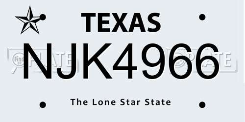 NJK4966 Texas License Plate