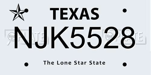 NJK5528 Texas License Plate