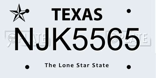 NJK5565 Texas License Plate