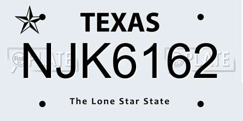 NJK6162 Texas License Plate