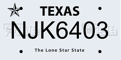 NJK6403 Texas License Plate